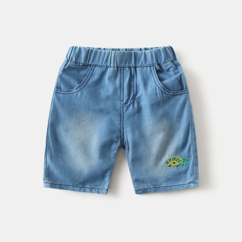 WAPYPY Ljetne dječje traperice, korejski stil, za dječake, denim 90% pamuka, kapri dužina, životinjski uzorak