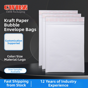 Biele bubble mailer z PE kraft papiera, samolepiace, zosilnená pena, dlhý kurier obal, vonkajšie rozmery 11×13+4 cm, vnútorné 9×13+4 cm, recyklovateľné, možnosť potlače loga