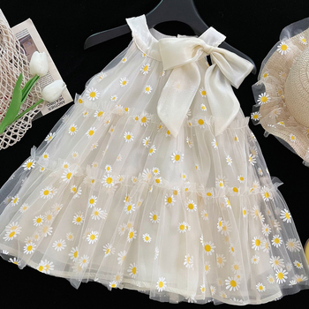 Κοριτσίστικο καλοκαιρινό φόρεμα με floral mesh, στυλ πριγκίπισσα, Α-γραμμή, 3–8 ετών
