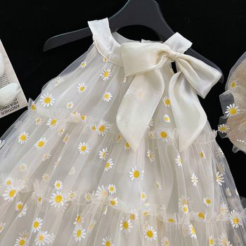 Κοριτσίστικο καλοκαιρινό φόρεμα με floral mesh, στυλ πριγκίπισσα, Α-γραμμή, 3–8 ετών