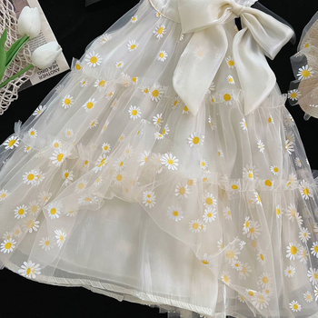 Κοριτσίστικο καλοκαιρινό φόρεμα με floral mesh, στυλ πριγκίπισσα, Α-γραμμή, 3–8 ετών