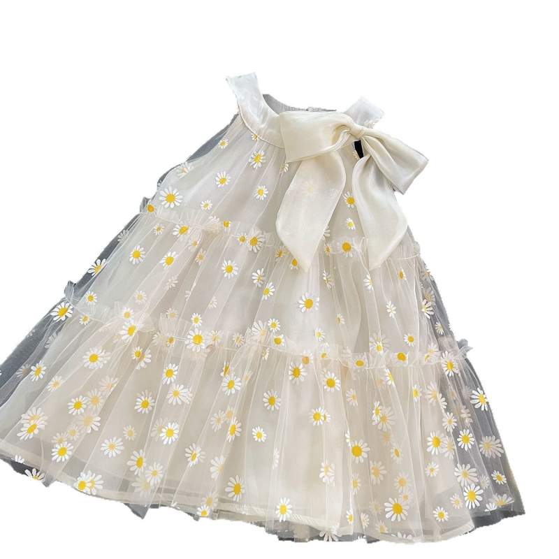Κοριτσίστικο καλοκαιρινό φόρεμα με floral mesh, στυλ πριγκίπισσα, Α-γραμμή, 3–8 ετών