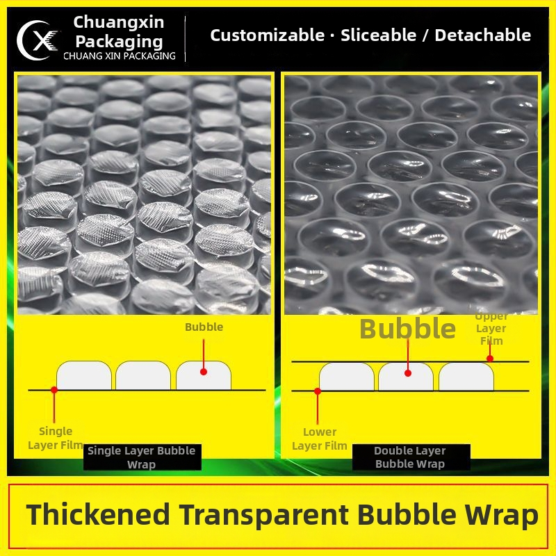 Chuangxin Priehľadná hrubšia bublinková fóliová taška, LDPE, obdĺžnikový tvar, na prepravu balíkov