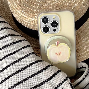 Kreativni magnetski stražnji poklopac s držačem za iPhone 11-14 seriju, TPU, bijela, otporna na habanje, zaštita od padova.