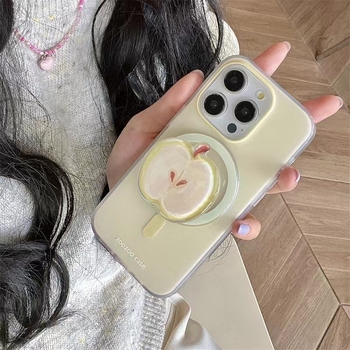 Kreativni magnetski stražnji poklopac s držačem za iPhone 11-14 seriju, TPU, bijela, otporna na habanje, zaštita od padova.