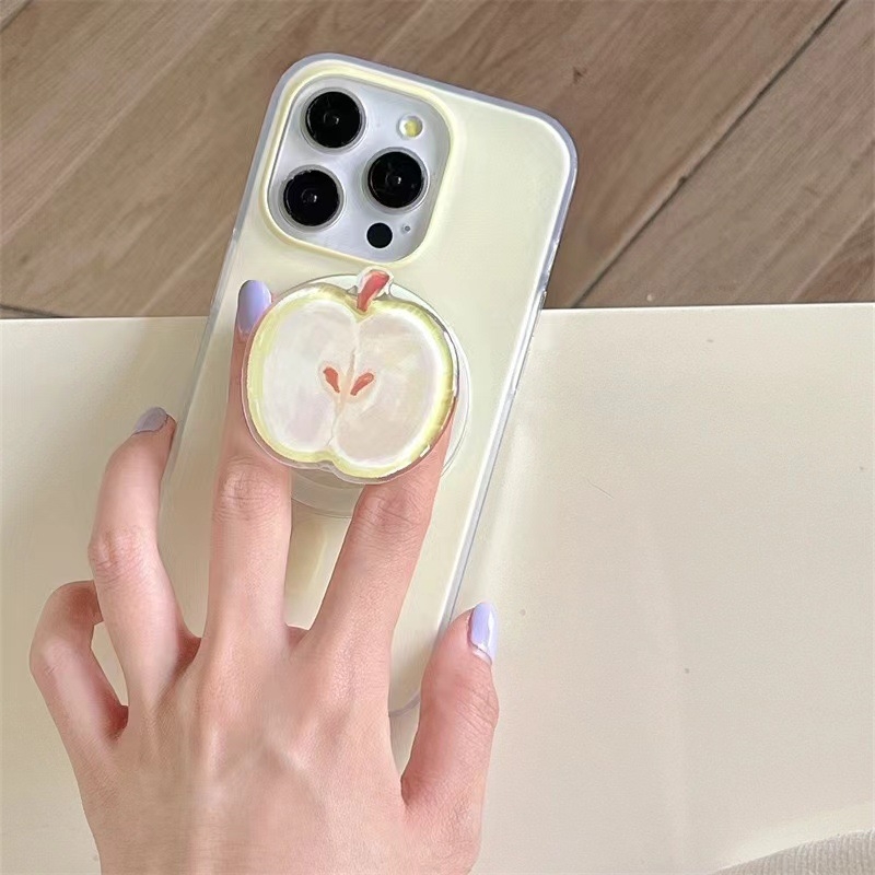 Kreativni magnetski stražnji poklopac s držačem za iPhone 11-14 seriju, TPU, bijela, otporna na habanje, zaštita od padova.