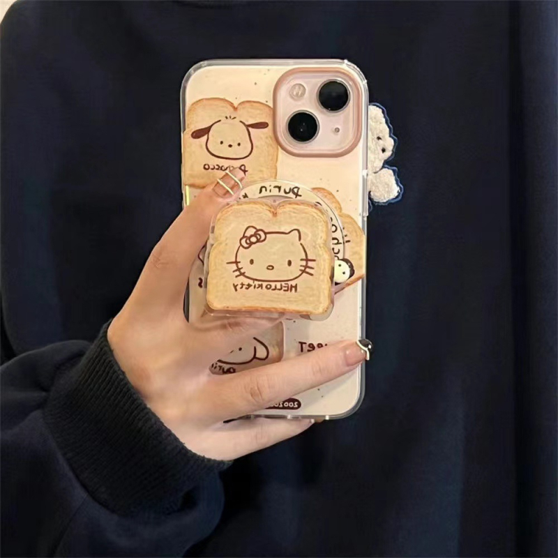 Kreativni magnetski stražnji poklopac s držačem za iPhone 11-14 seriju, TPU, bijela, otporna na habanje, zaštita od padova.