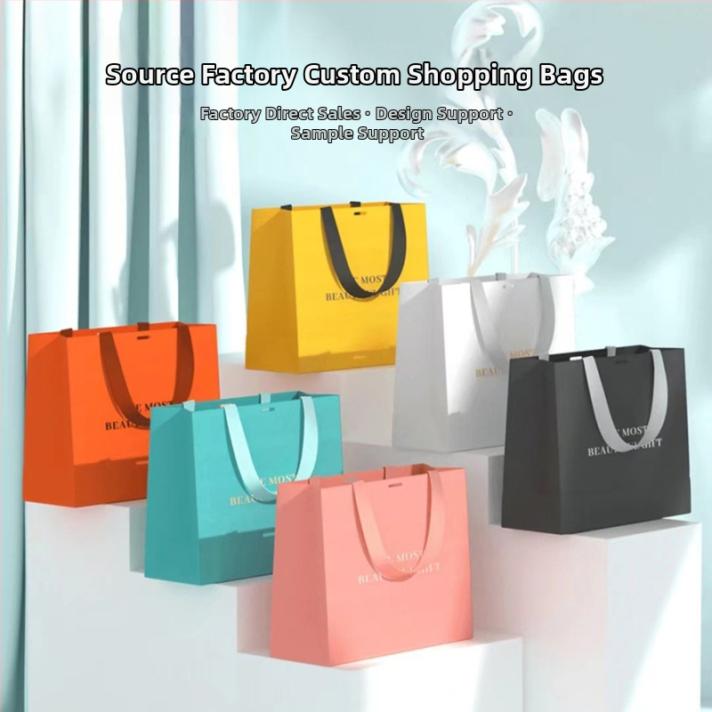 Personalizirane tote torbe za trgovinu odjećom s logotipom — šarene papirnate torbe Kraft papir, pakiranje darova