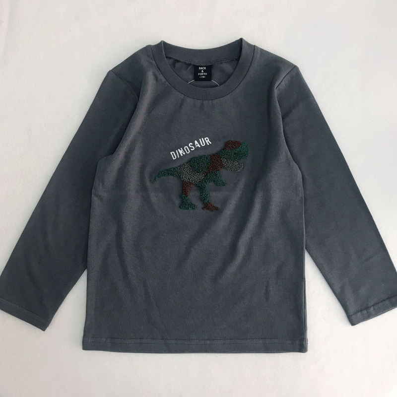 Uniszex pamut hosszú ujjú gyerekpóló dinoszaurusz hímzéssel, téli casual stílus