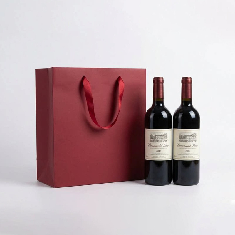Darovna torba od kraft papira za crveno vino, za jednu ili dvije boce