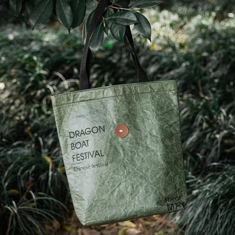 DuPont torba za kupovinu od kraft papira s prilagođenim logotipom, retro, vodootporna, ekološki prihvatljiva