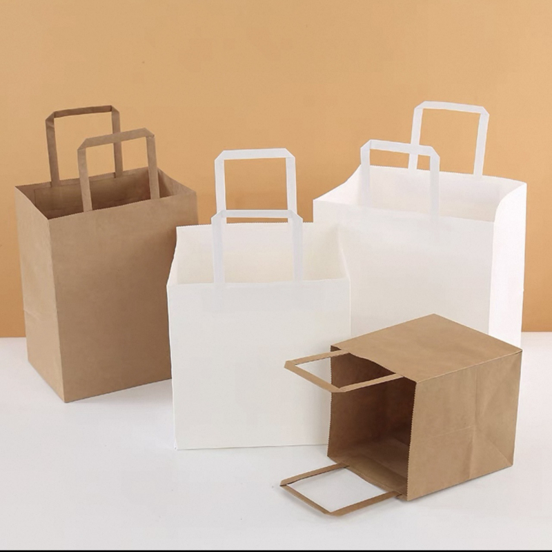 Kvadratna kraft papir torba za take-away pakiranje torti, prilagodljiva