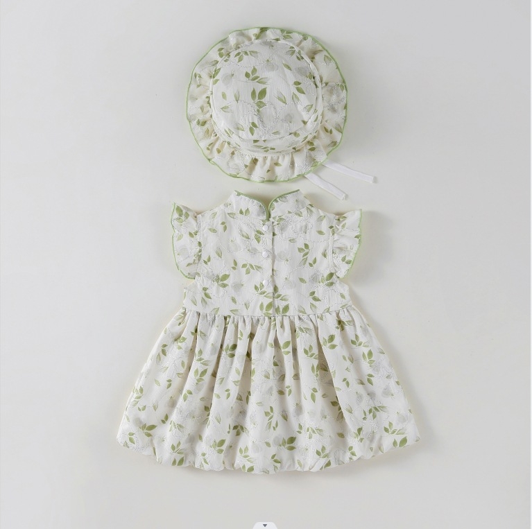 Kisbaba lány nyári ruha, ujj nélkül, A-vonalú, chiffon, virágos mintával, pamut bélés, kínai stílus, hercegnő