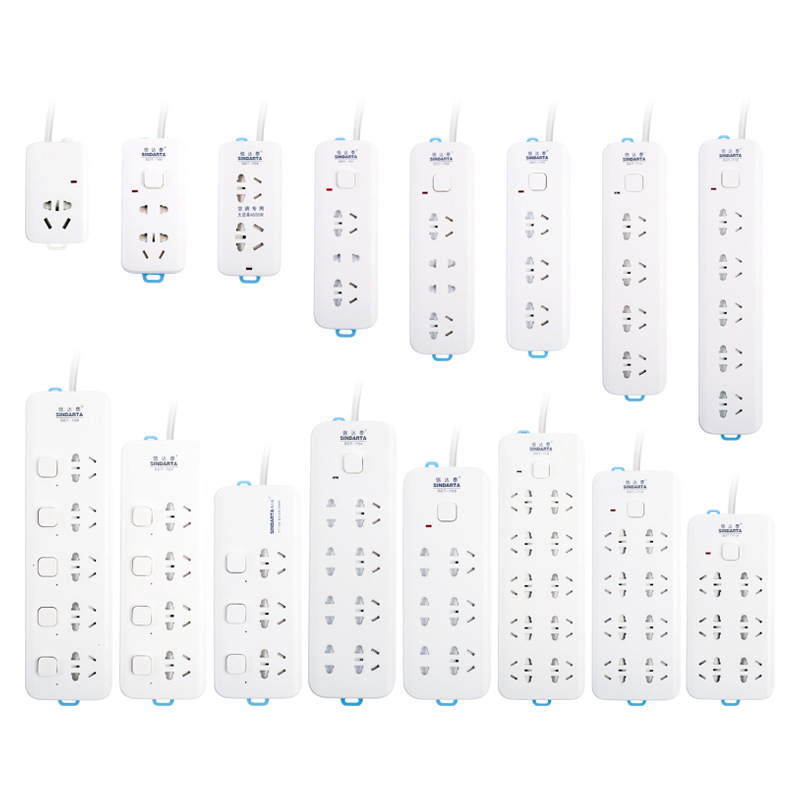 Xindatai produžni kabel s više utičnica, visokou snagom, bakreni vodiči, za dom i ured
