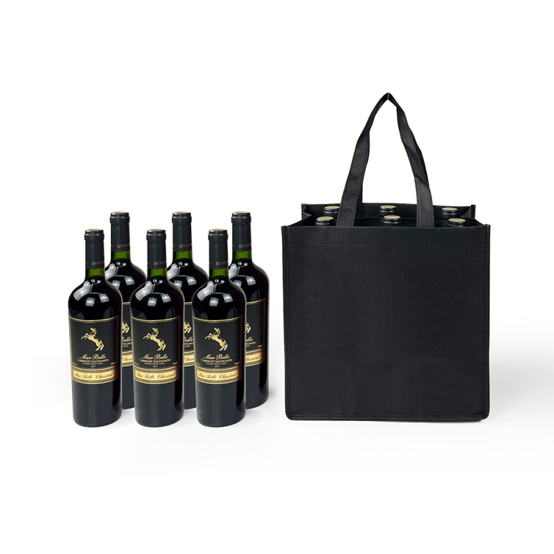 Torba za vino od netkanog materijala s pretincima za 1–6 boca, s logotipom tiskanim, prilagodljiva