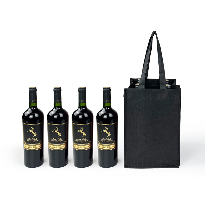 Torba za vino od netkanog materijala s pretincima za 1–6 boca, s logotipom tiskanim, prilagodljiva
