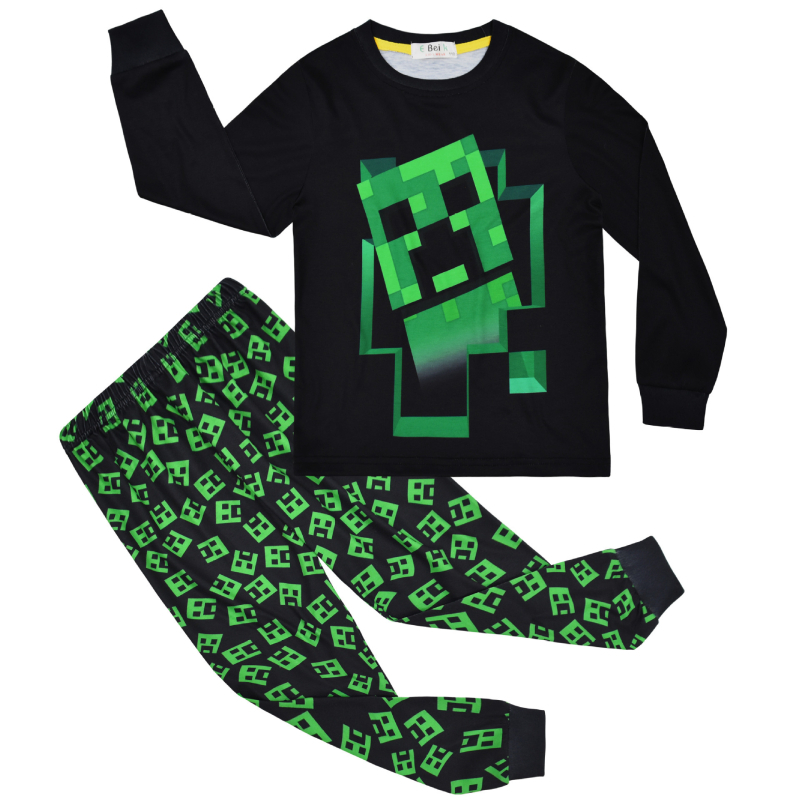 Gyerekeknek szóló pizsama készlet digitális nyomtatással, mesefigurákkal, hosszú ujjú, két részes – nadrágos pizsama