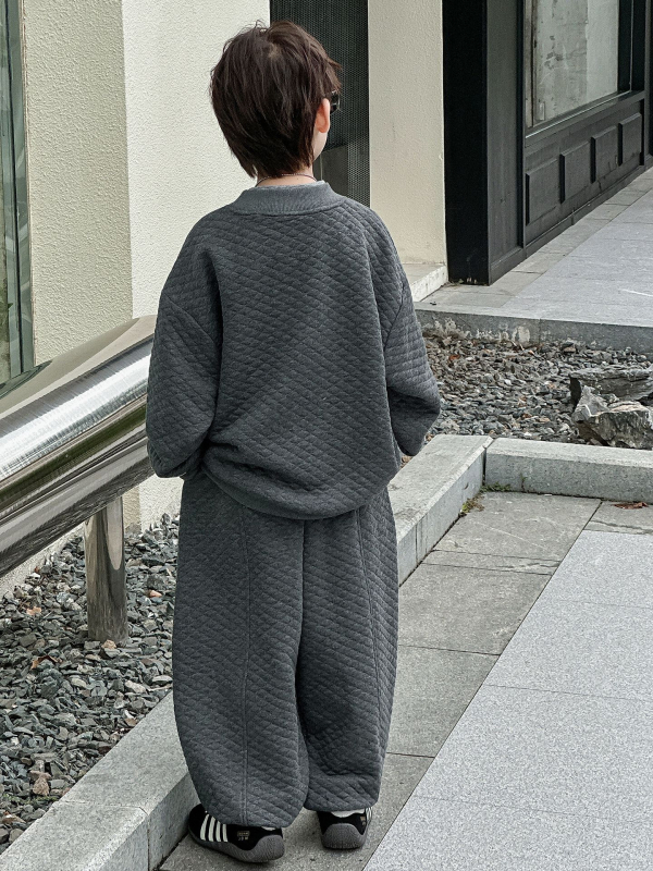 Cotton Shop fiúknak szóló két darabos készlet, őszi-téli, koreai stílus, rajzfilm mintával, meleg ruházat