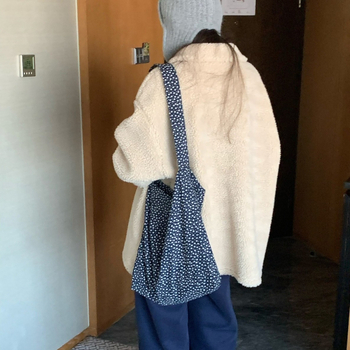 Torba za rame velikog kapaciteta u korejskom stilu, platnena torba s dvostrukim slojem i dizajnom margaretki, za nošenje preko tijela.