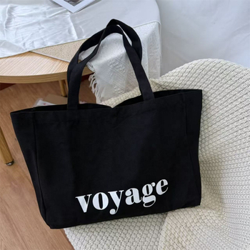 Platnena tote torba s prilagodljivim logotipom, minimalistički umjetnički stil, za rame, velika kapaciteta za putovanja