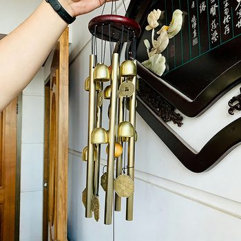 Mosazni viseći zvončić za vrata - petotrubni Feng Shui zvončić, ukras za vješanje