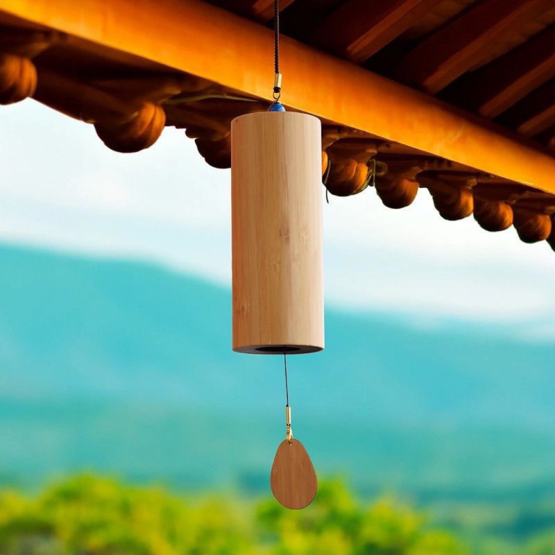 Ručni bambusov zvončić za vjetar s japanskim stilom akorda, za meditaciju i umirujuće zvukove vjetra.