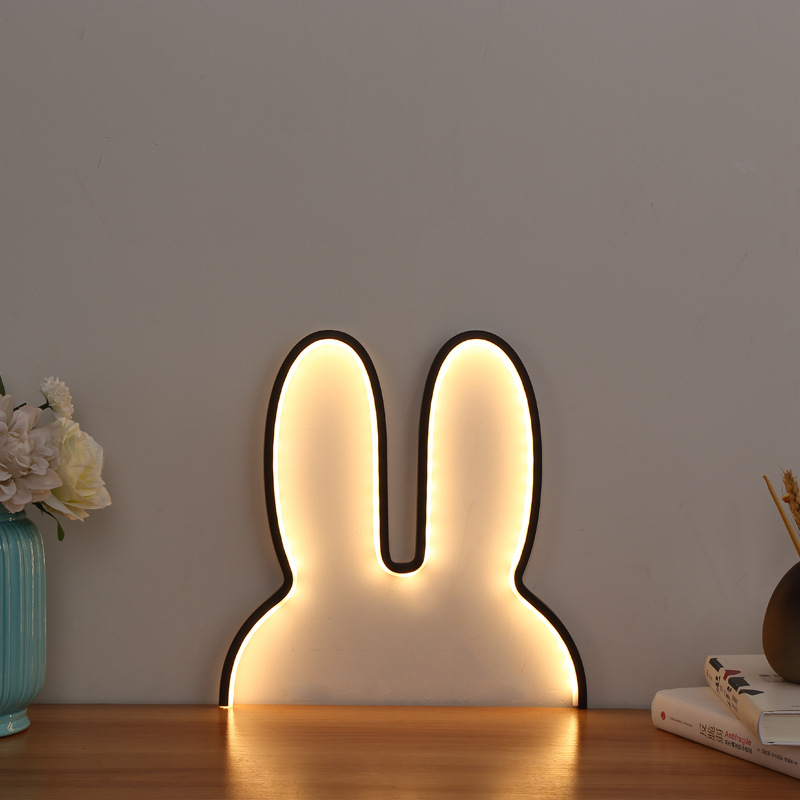 LED zečja noćna lampica s nordijskim stilom za dječju sobu, USB napajanje, zidna lampa uz krevet
