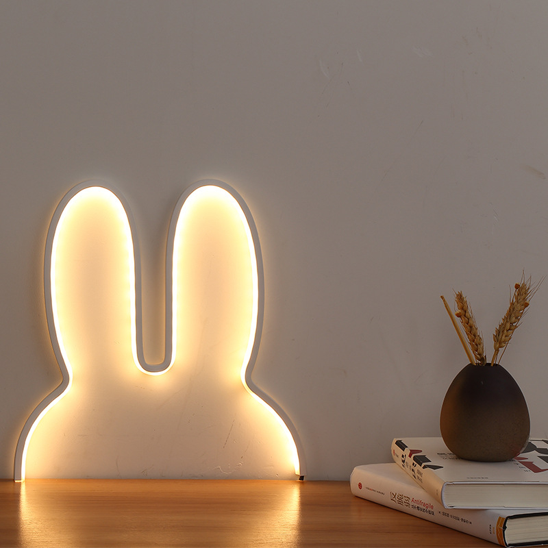 LED zečja noćna lampica s nordijskim stilom za dječju sobu, USB napajanje, zidna lampa uz krevet