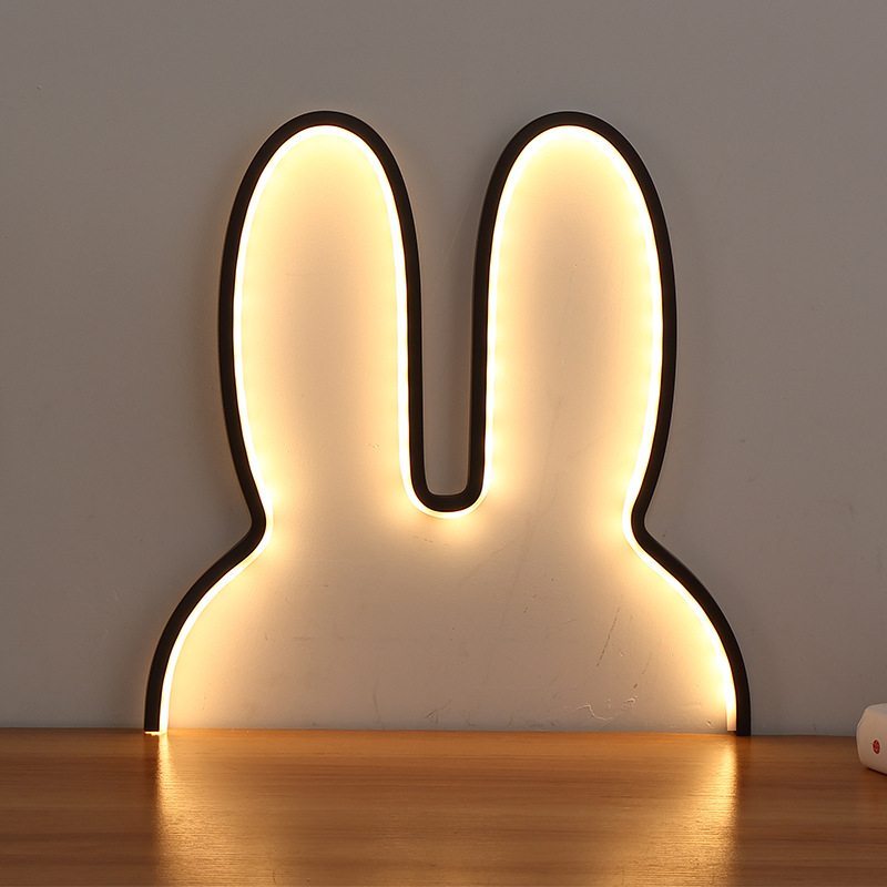 LED zečja noćna lampica s nordijskim stilom za dječju sobu, USB napajanje, zidna lampa uz krevet