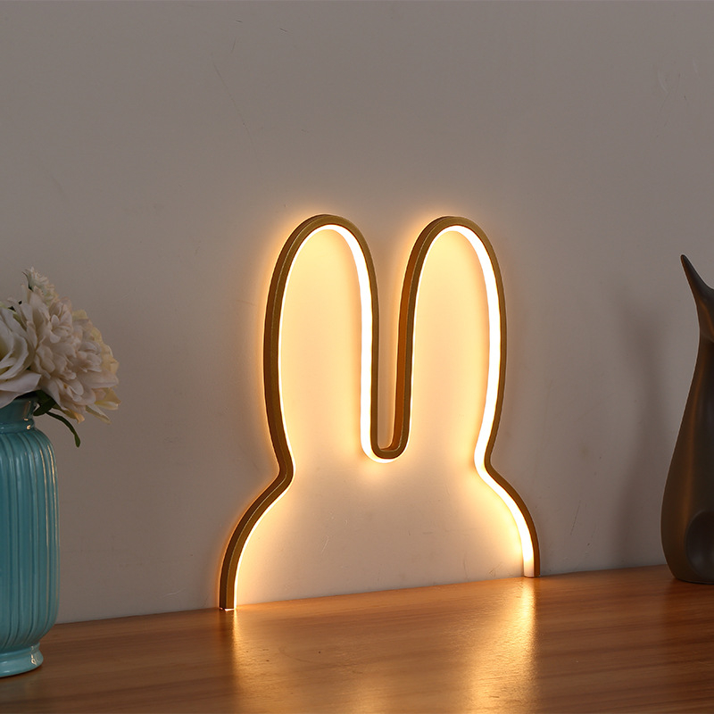 LED zečja noćna lampica s nordijskim stilom za dječju sobu, USB napajanje, zidna lampa uz krevet