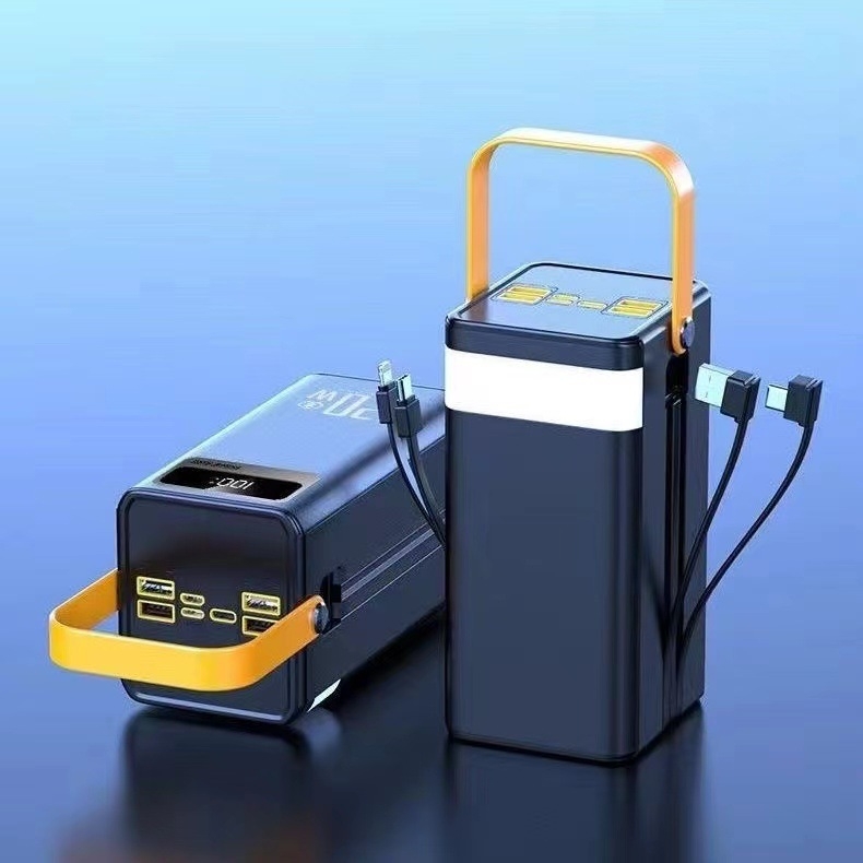 Vanjska power banka 120W brzog punjenja, kapaciteta 200000 mAh, s ugrađenim kabelom, za prijenos uživo na otvorenom