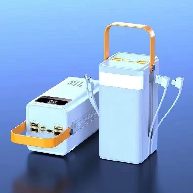 Vanjska power banka 120W brzog punjenja, kapaciteta 200000 mAh, s ugrađenim kabelom, za prijenos uživo na otvorenom