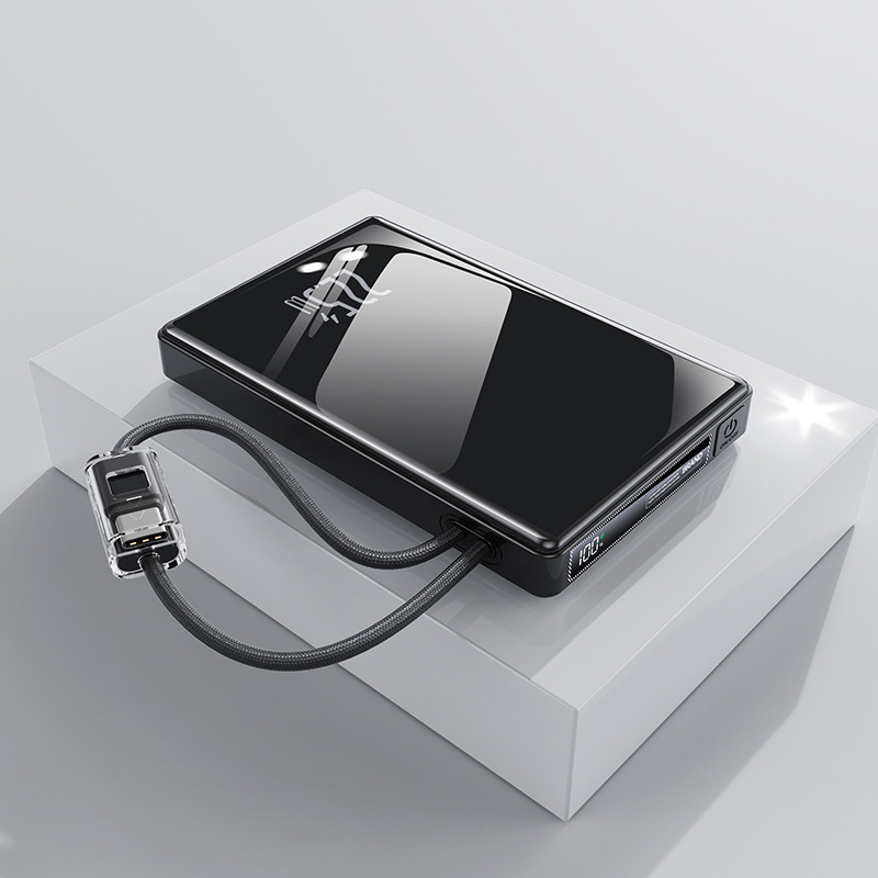 Power banka 10000 mAh s ugrađenim platnenim kabelom, za vanjsku upotrebu, digitalni LCD zaslon, brzo punjenje PD 3.0