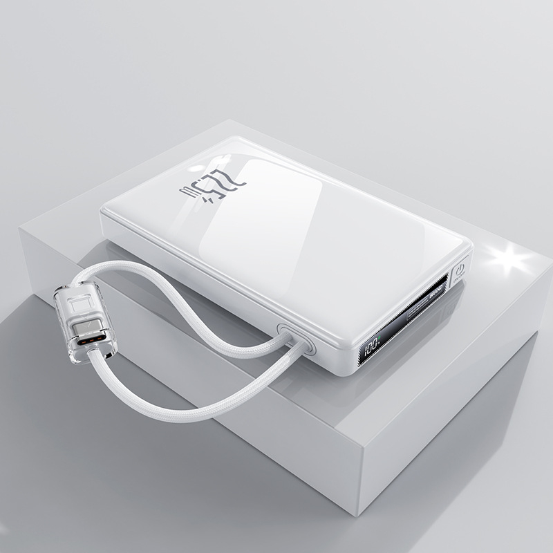 Power banka 10000 mAh s ugrađenim platnenim kabelom, za vanjsku upotrebu, digitalni LCD zaslon, brzo punjenje PD 3.0