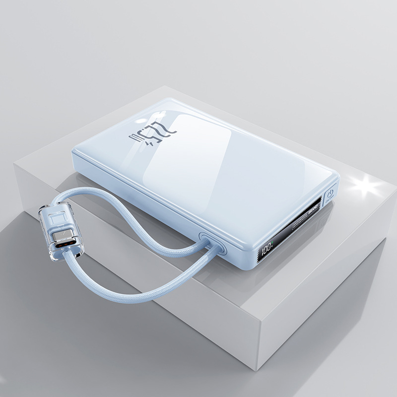 Power banka 10000 mAh s ugrađenim platnenim kabelom, za vanjsku upotrebu, digitalni LCD zaslon, brzo punjenje PD 3.0