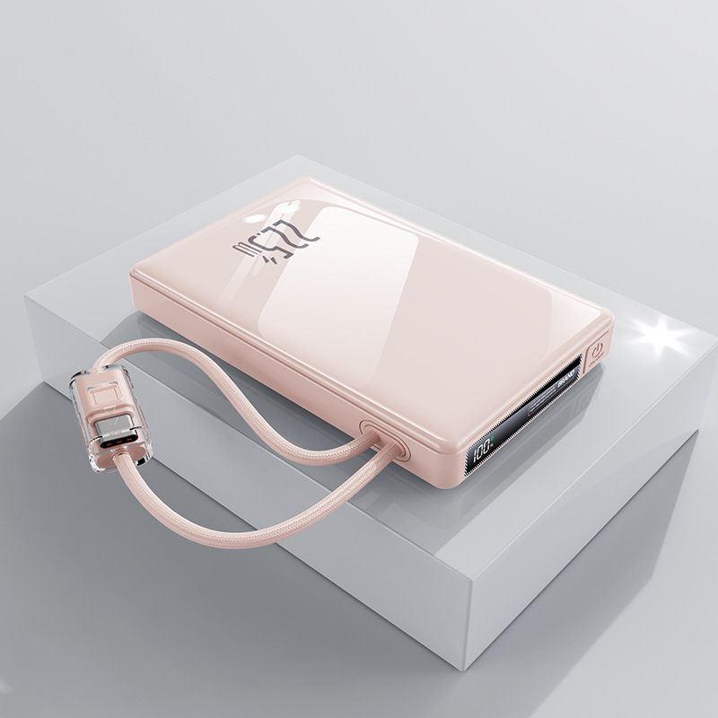 Power banka 10000 mAh s ugrađenim platnenim kabelom, za vanjsku upotrebu, digitalni LCD zaslon, brzo punjenje PD 3.0