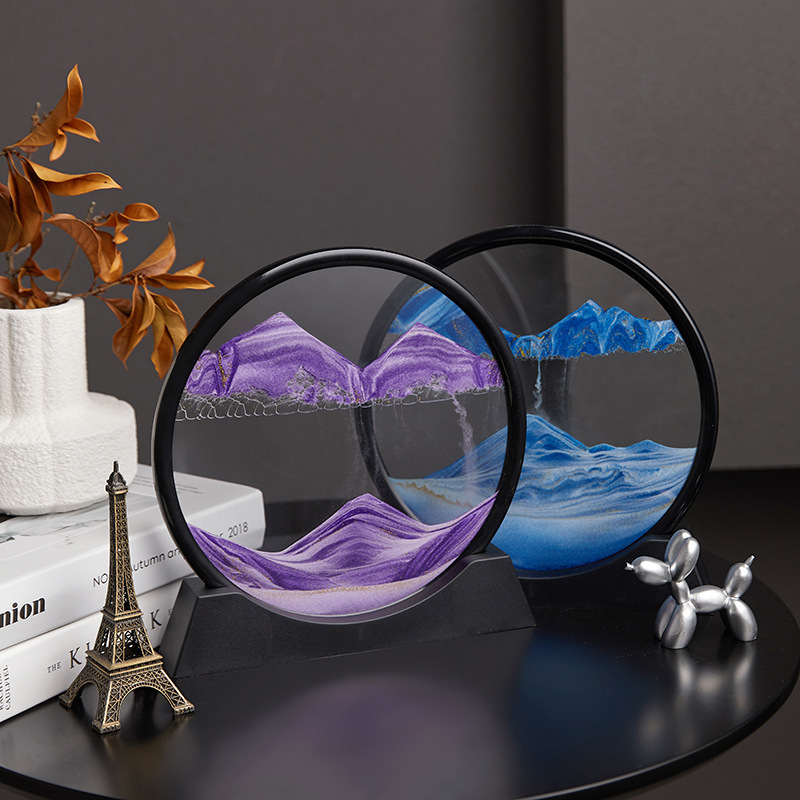 Персонализирана 3D картина с течен пясък: динамична пейзажна композиция, с лого, декоративно украшение под формата на пясъчен часовник