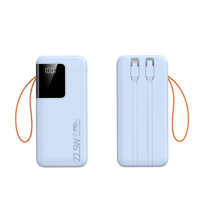 Power banka 50000mAh s velikim kapacitetom, digitalni zaslon, ugrađen kabel, brzo punjenje 22,5W