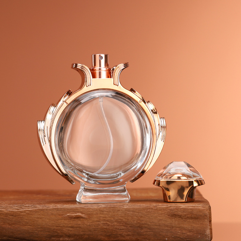 100 ml-es üvegparfüm, snap-on kupakkal, luxus és istenség ihletésű, átlátszó