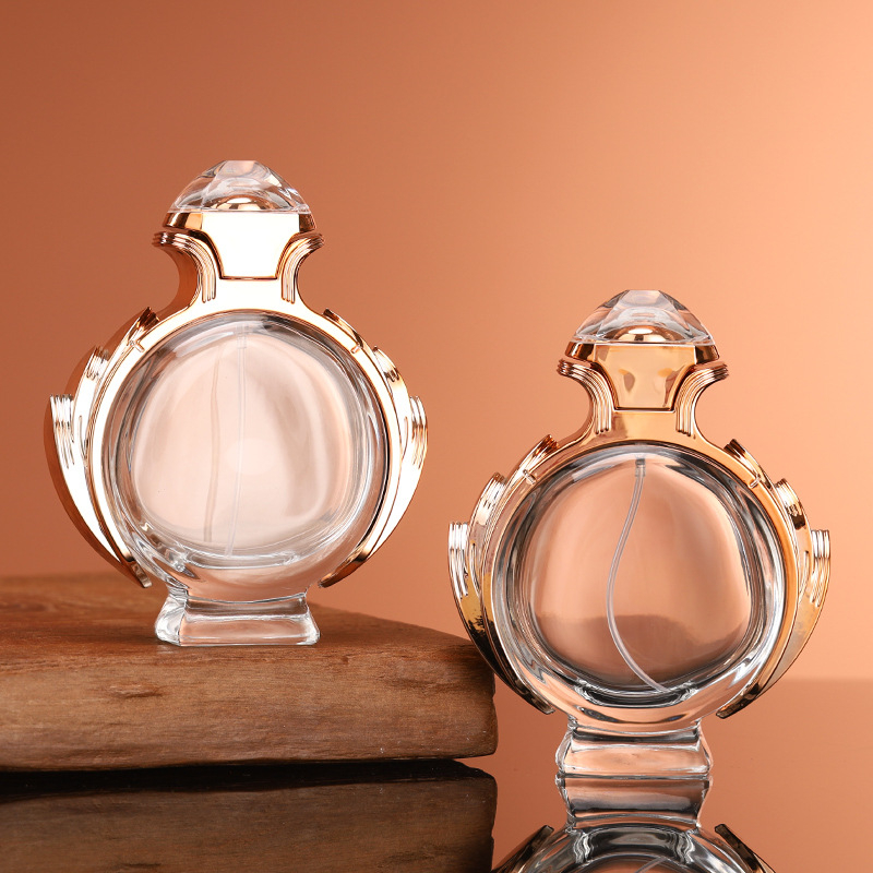 100 ml-es üvegparfüm, snap-on kupakkal, luxus és istenség ihletésű, átlátszó