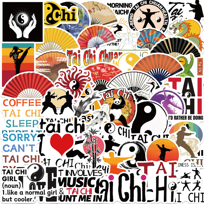 50 Tai Chi inspiriranih grafiti naljepnica za DIY dnevnik, uredske potrepštine, prtljagu i bilješke — vodootporne naljepnice