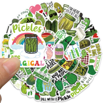 50 zelenih Pickle crtane naljepnice za prtljagu, bilježnicu i telefon – personalizirane DIY dekorativne naljepnice