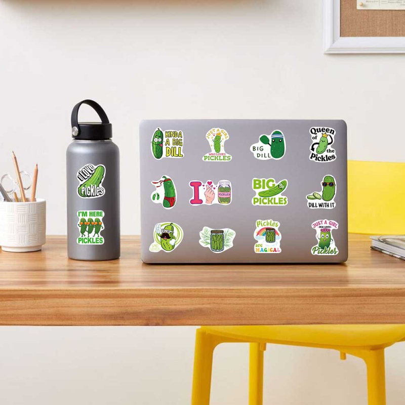 50 zelenih Pickle crtane naljepnice za prtljagu, bilježnicu i telefon – personalizirane DIY dekorativne naljepnice