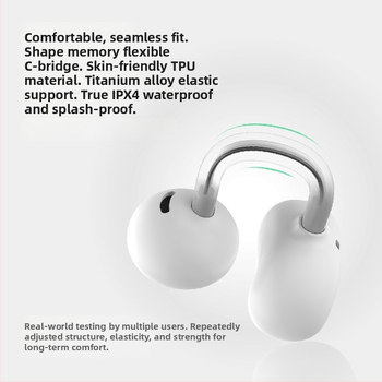 Căști wireless cu conducție osoasă, design în formă de pastilă, cu clips pentru urechi, Bluetooth 6.0, pentru sport și alergare, corp din silicon, rezistente la apă, autonomie baterie 0–4 ore