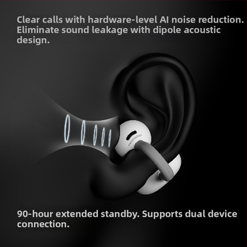 Căști wireless cu conducție osoasă, design în formă de pastilă, cu clips pentru urechi, Bluetooth 6.0, pentru sport și alergare, corp din silicon, rezistente la apă, autonomie baterie 0–4 ore
