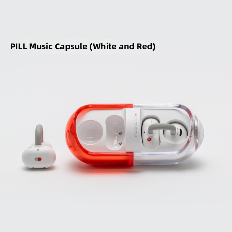 Căști wireless cu conducție osoasă, design în formă de pastilă, cu clips pentru urechi, Bluetooth 6.0, pentru sport și alergare, corp din silicon, rezistente la apă, autonomie baterie 0–4 ore
