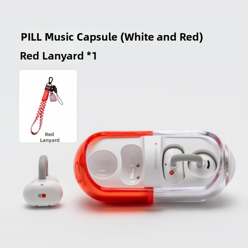 Căști wireless cu conducție osoasă, design în formă de pastilă, cu clips pentru urechi, Bluetooth 6.0, pentru sport și alergare, corp din silicon, rezistente la apă, autonomie baterie 0–4 ore