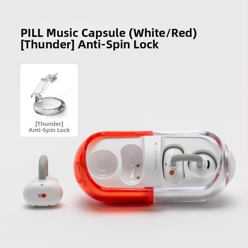 Căști wireless cu conducție osoasă, design în formă de pastilă, cu clips pentru urechi, Bluetooth 6.0, pentru sport și alergare, corp din silicon, rezistente la apă, autonomie baterie 0–4 ore