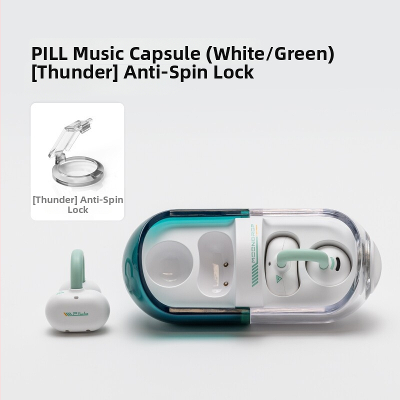 Căști wireless cu conducție osoasă, design în formă de pastilă, cu clips pentru urechi, Bluetooth 6.0, pentru sport și alergare, corp din silicon, rezistente la apă, autonomie baterie 0–4 ore