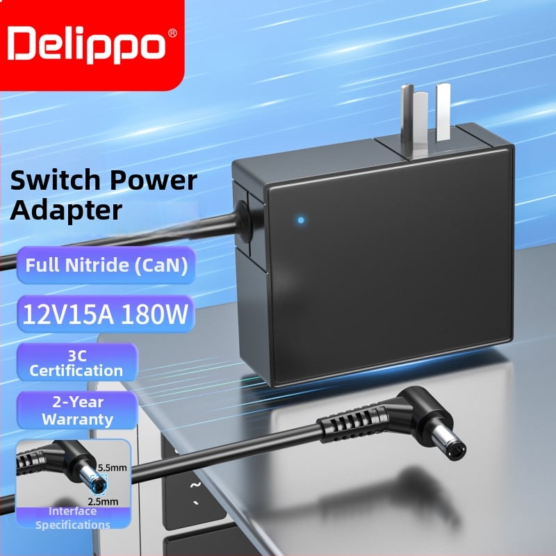 Delippo Prenosný napájací adaptér do auta 12V 15A 10A 8A Univerzálny automobilový konvertor